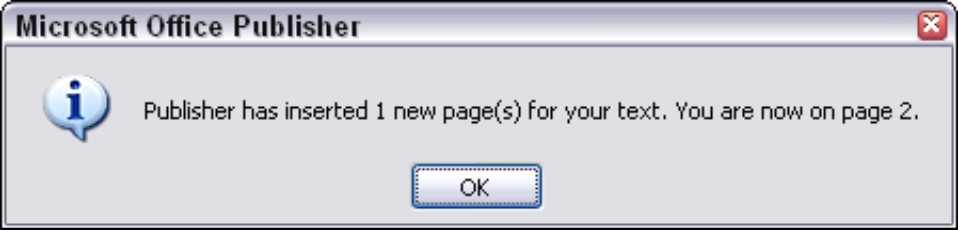 Figure 6-8: Publisher tells you how many pages it created.